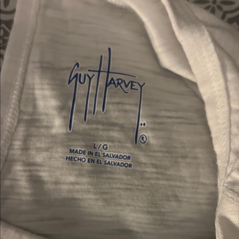 Ladies Guy Harvey Ocean-Themed Blue and White T-Shirt - Picture 2 of 4
